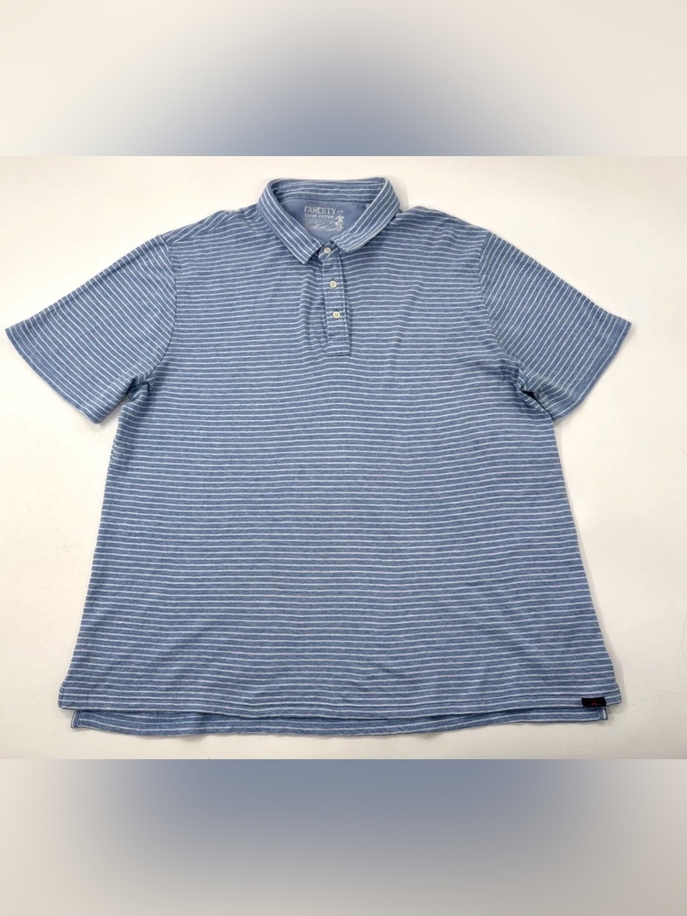 Faherty Cloud Polo Shirt Mens XXL Blue Short Sleeve Pima Cotton Modal Stretch